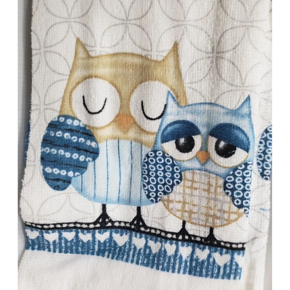 7pc Kitchen Set: 2 Pot Holders, 1 Oven Mitt, 2Dishcloths & 2 Towels,CUTE OWLS,MS